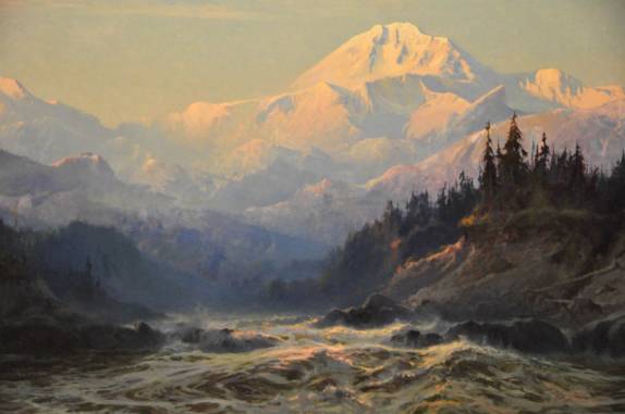 Representação do Denali, em quadro do Museu de Anchorage, no Alaska